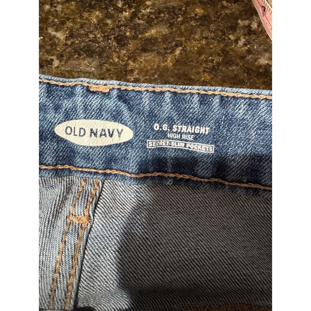Old Navy OG Straight Jeans Womens Size 16 Blue Medium Wash High Rise - Picture 9 of 10